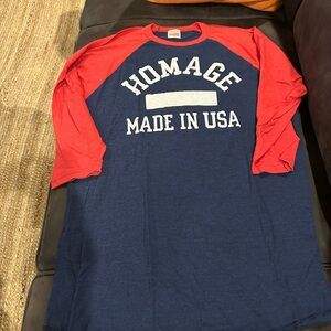 HOMAGE Navy and Crimson Raglan Shirt